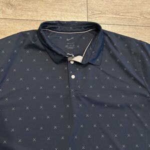 Nike Dri fit Golf Polo Shirt Mens XXL AOP Blue Golf Club Pattern Performance